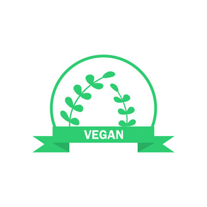 素食主义者的标志。绿色食品标志。矢量标签