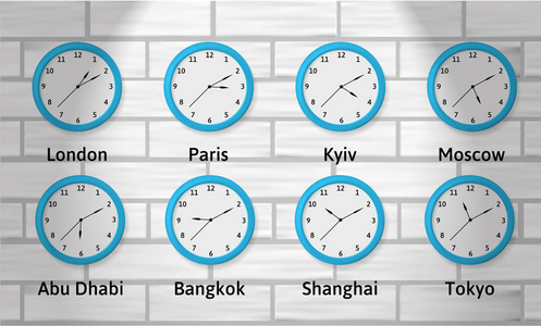 矢量图的时区挂钟照片