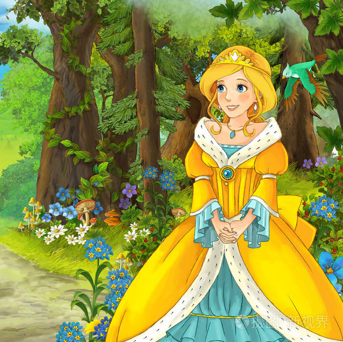 公主在森林里四处张望