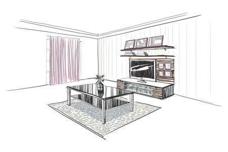 电视机素描图片