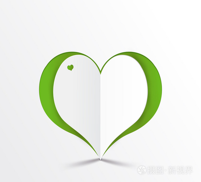 绿心贴纸.矢量图