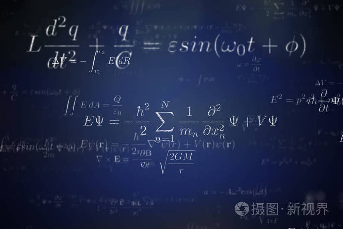 背景的许多物理方程和公式.3d 渲染