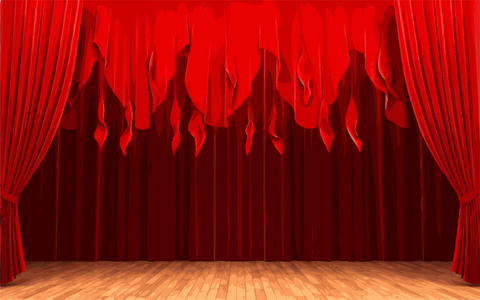 矢量红色天鹅绒帷幕开幕式现场照片