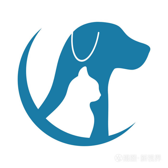 一只狗和一只猫在白色背景上的标志