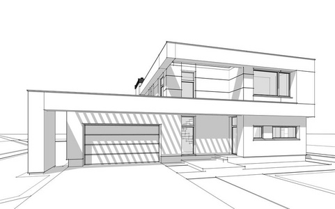 3d 渲染草绘的现代舒适的家