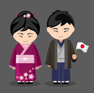 日本语言日本人在民族服饰照片
