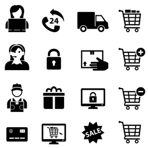 在线购物和电子商务图标
