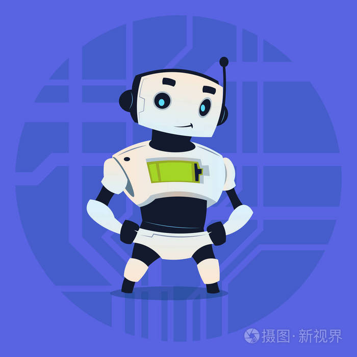 可爱的机器人快乐微笑现代人工智能技术概念