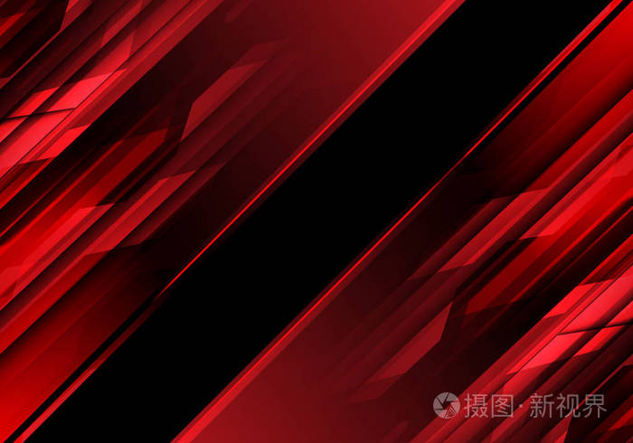 抽象的红色多边形光在黑色设计现代科技背景矢量图