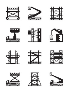 脚手架和建筑起重机图标集