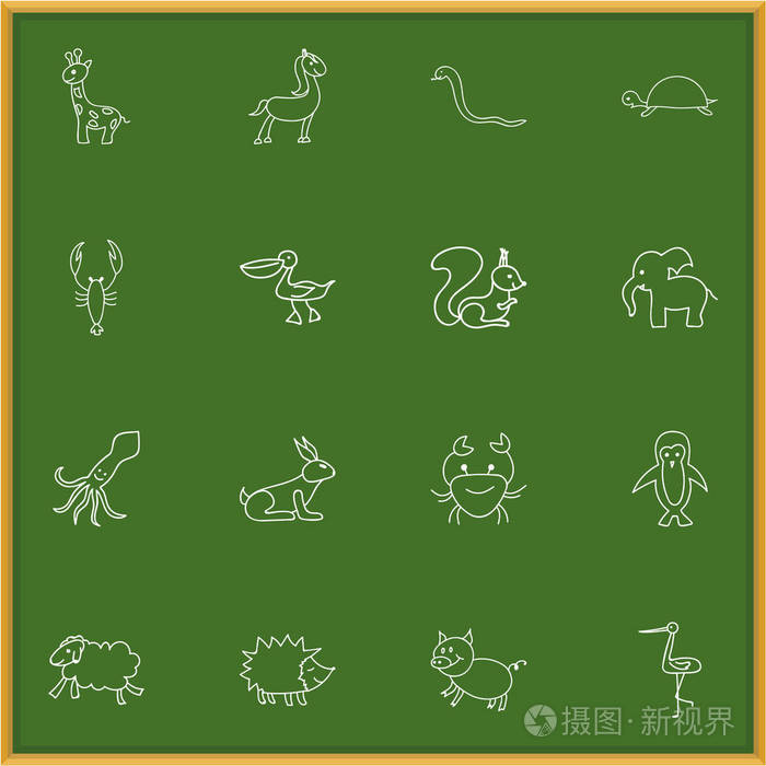 16 可编辑动物图标集。包括猪 鹈鹕 海胆等符号。可用于 Web 移动 Ui 和数据图表设计