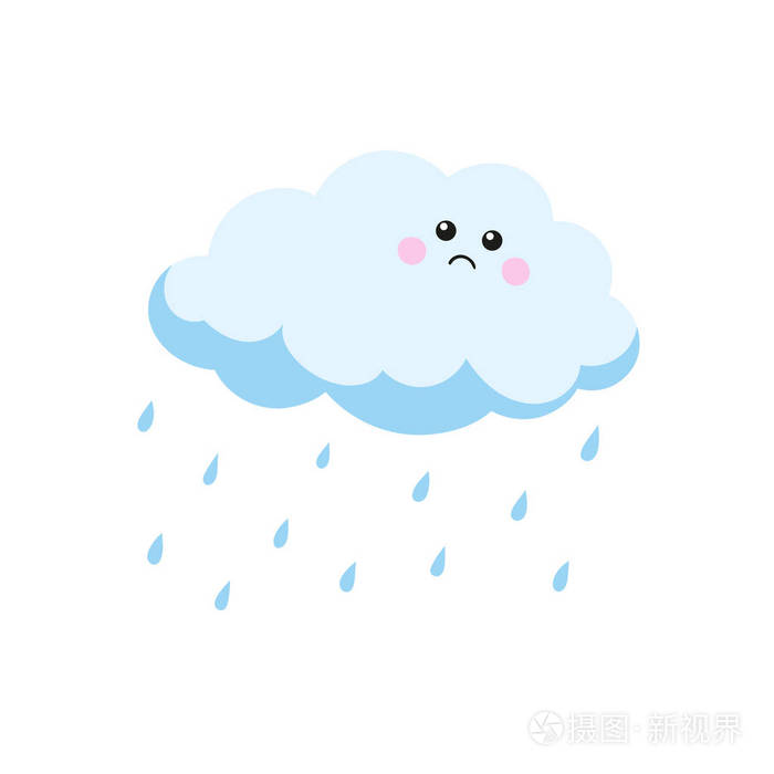 伤心的云哭着雨滴矢量图