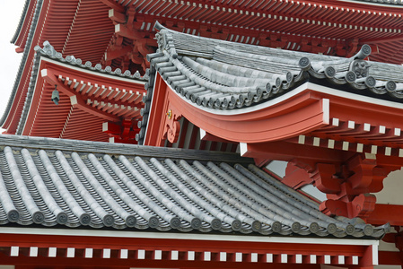 传统的日本建筑在浅草，东京，日本的浅草寺