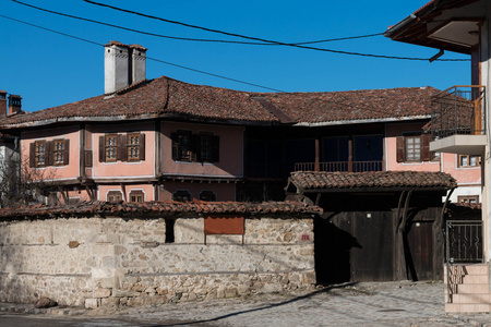 街和 koprivshtitsa，保加利亚，旧城里的房子