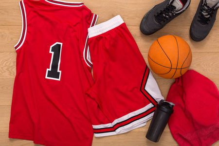 篮球运动员的衣服顶视图