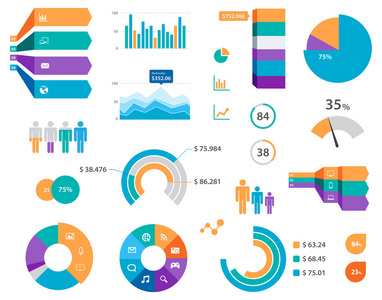 矢量数据图表图表标签和图标