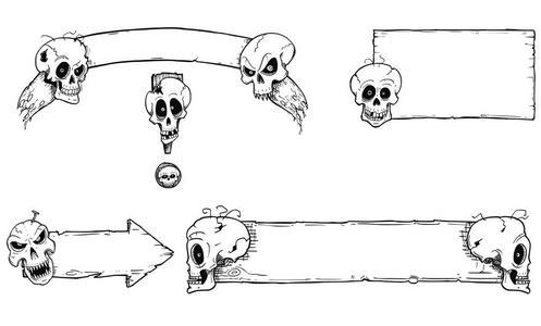 手绘图组与头骨万圣节框架图片
