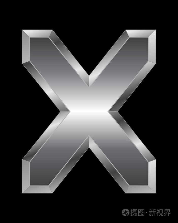斜切矩形金属字体-字母 x