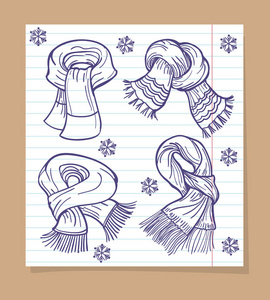 素描围巾素描围巾和雪花照片