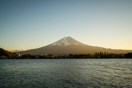 日落黄昏，日本富士山