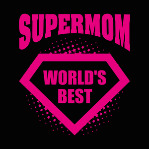超级妈妈徽标超级英雄世界最好