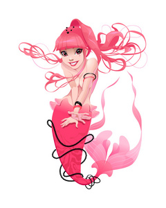 穿粉色衣服的年轻美人鱼图片