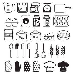 烘焙工具图标集.矢量图照片