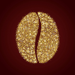 咖啡豆金色标志照片