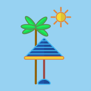 在棕榈太阳保护伞