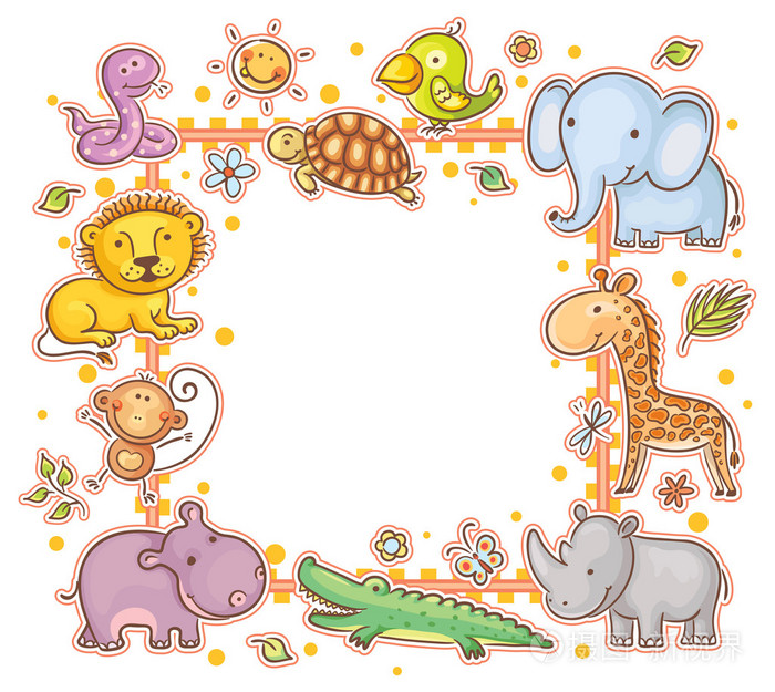 与野生动物的方形框架