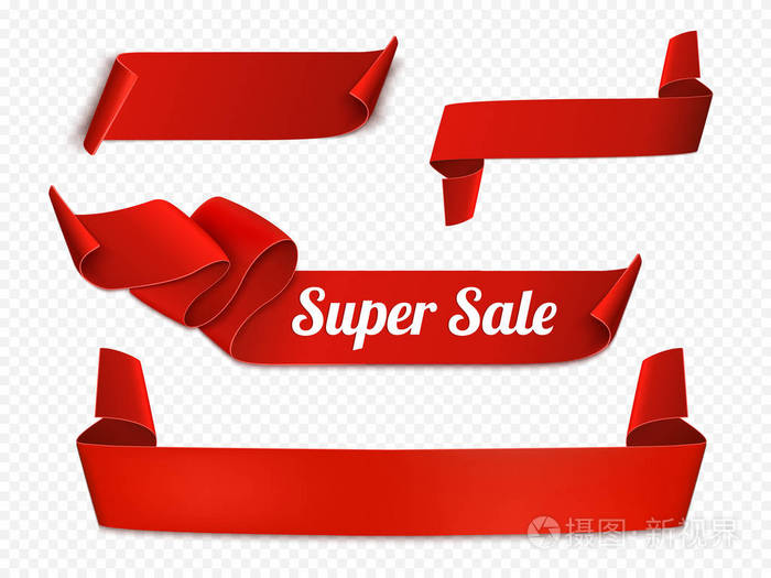 红组弯纸空白横幅孤立.矢量图