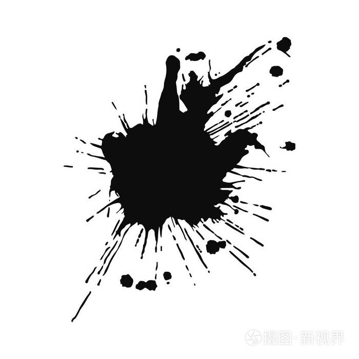 黑色墨水滴和飞溅矢量图剪贴画
