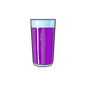 矢量卡通玻璃杯紫色果汁