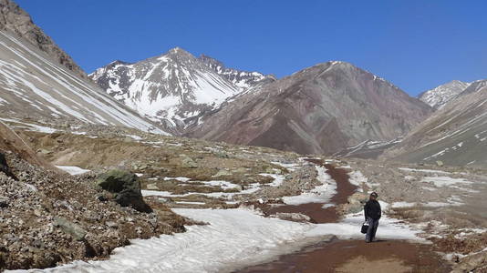 景观的山雪在圣地亚哥，智利