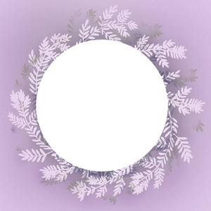 水彩插图，紫色的叶子，淡紫色，绿色，明信片 贺卡 请柬 背景 婚礼 婴儿花圈