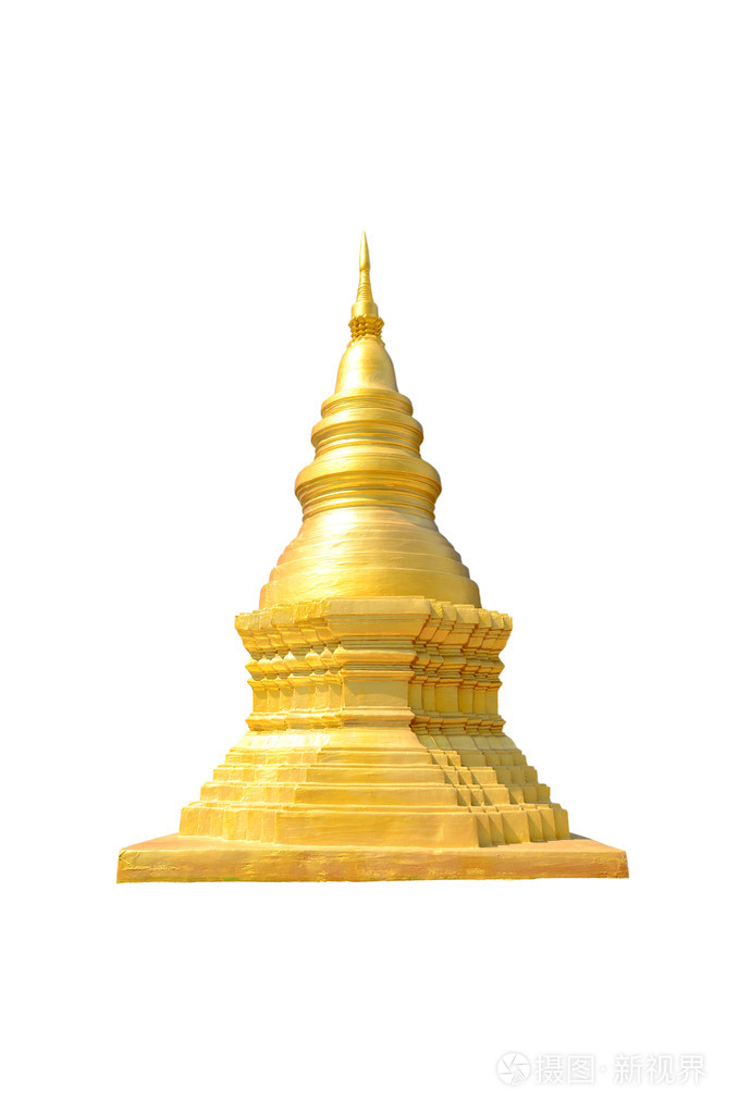 分离与剪切路径的白色背景上的迷你黄金宝塔