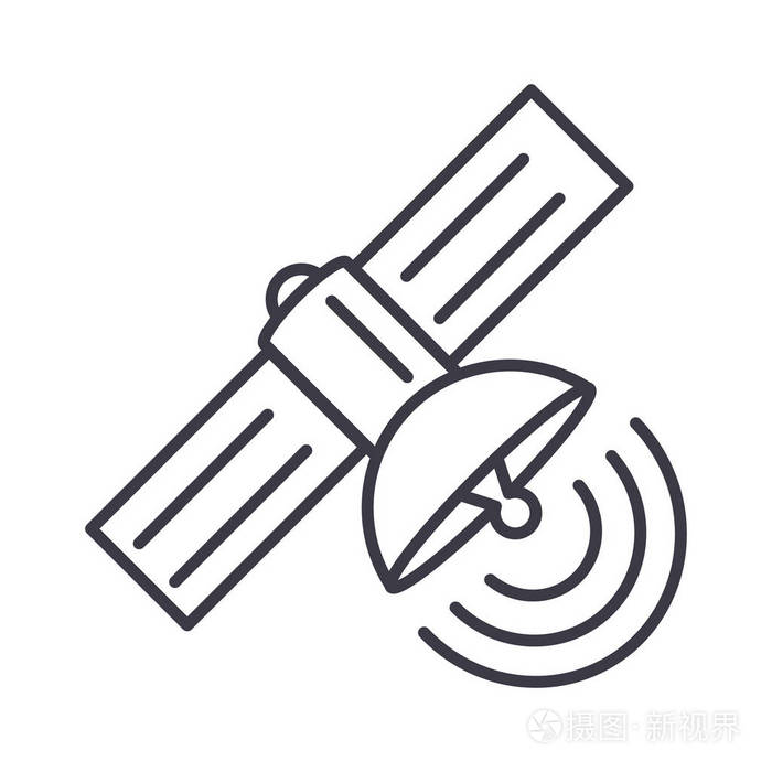 卫星矢量线图标, 标志, 插图背景,可编辑笔触插画-正版商用图片0v7gr3