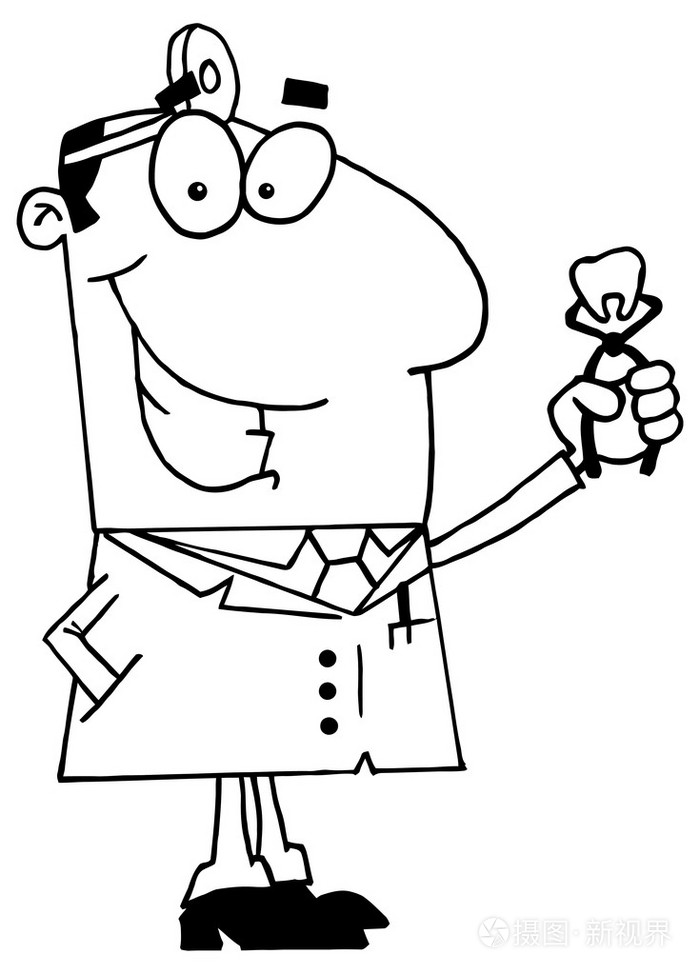 牙医的卡通人物插画-正版商用图片0v7il0-摄图新视界