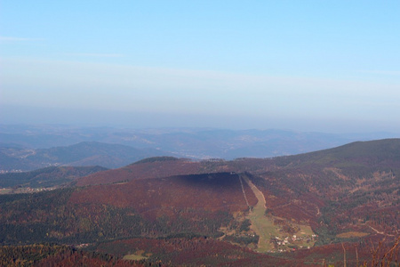 Babia 戈拉，Beskidy，波兰为视角