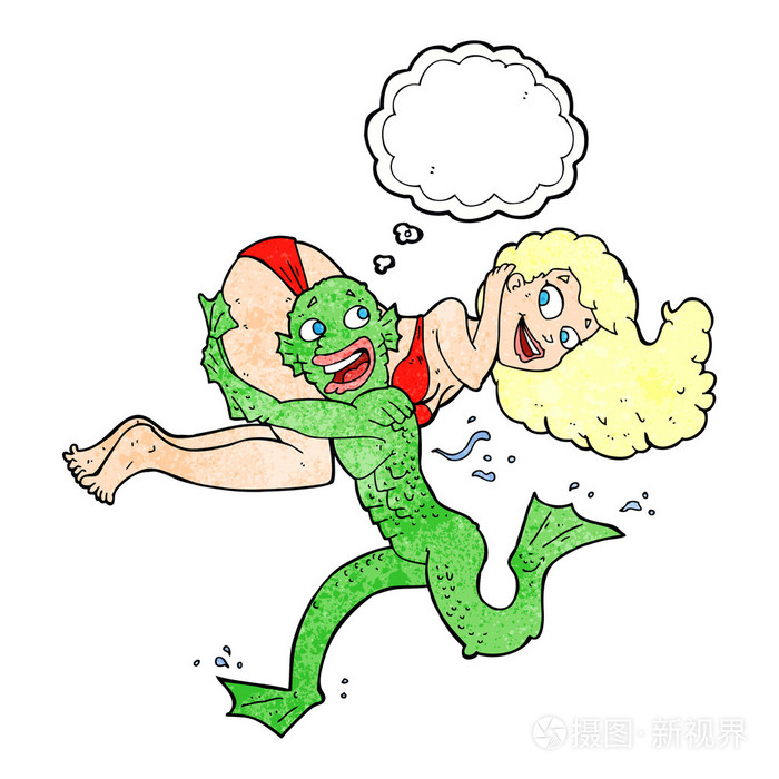 动漫与思想泡比基尼怀女孩的沼泽怪物