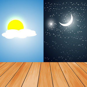 矢量图的白天和黑夜板照片