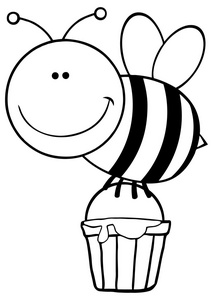 蜜蜂飞着蜂蜜桶