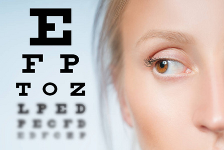 女性的眼睛和视力视野考试图表图片