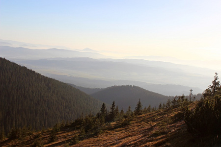 Babia 戈拉，Beskidy，波兰为视角