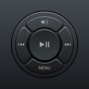 矢量插图播放器按钮设置为剪纸样式.