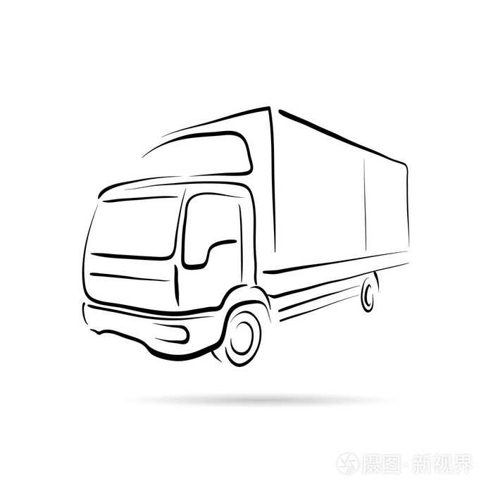 卡车的抽象线条矢量设计概念