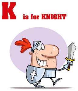字母 K 与卡通骑士