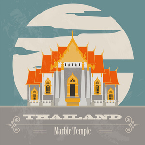 泰国的地标。复古风格的图像