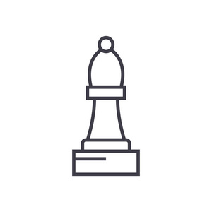 国际象棋主教矢量线图标 标志 插图背景，可编辑笔触
