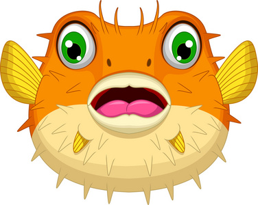 可爱的河豚鱼虎 holocanthus 卡通照片